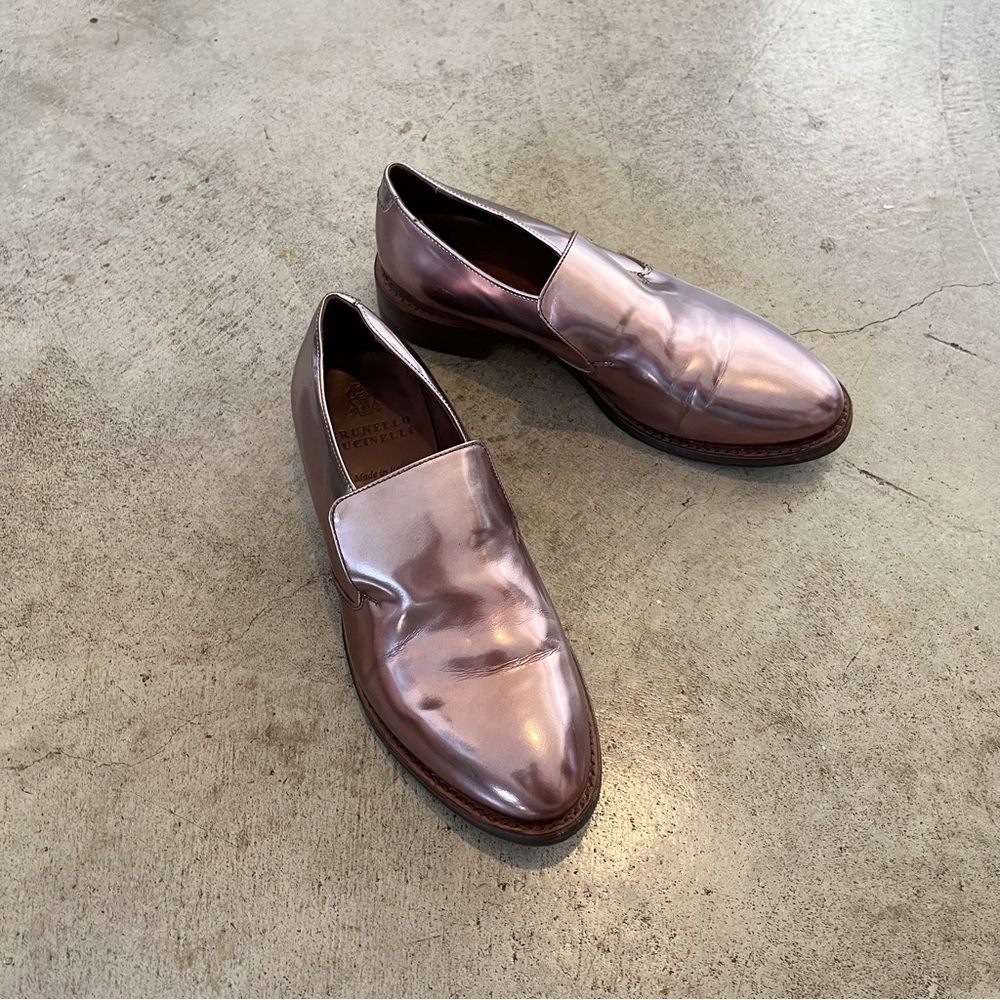 Brunello Cucinelli Metallic Patent Leather Loafers - Picture 1 of 10